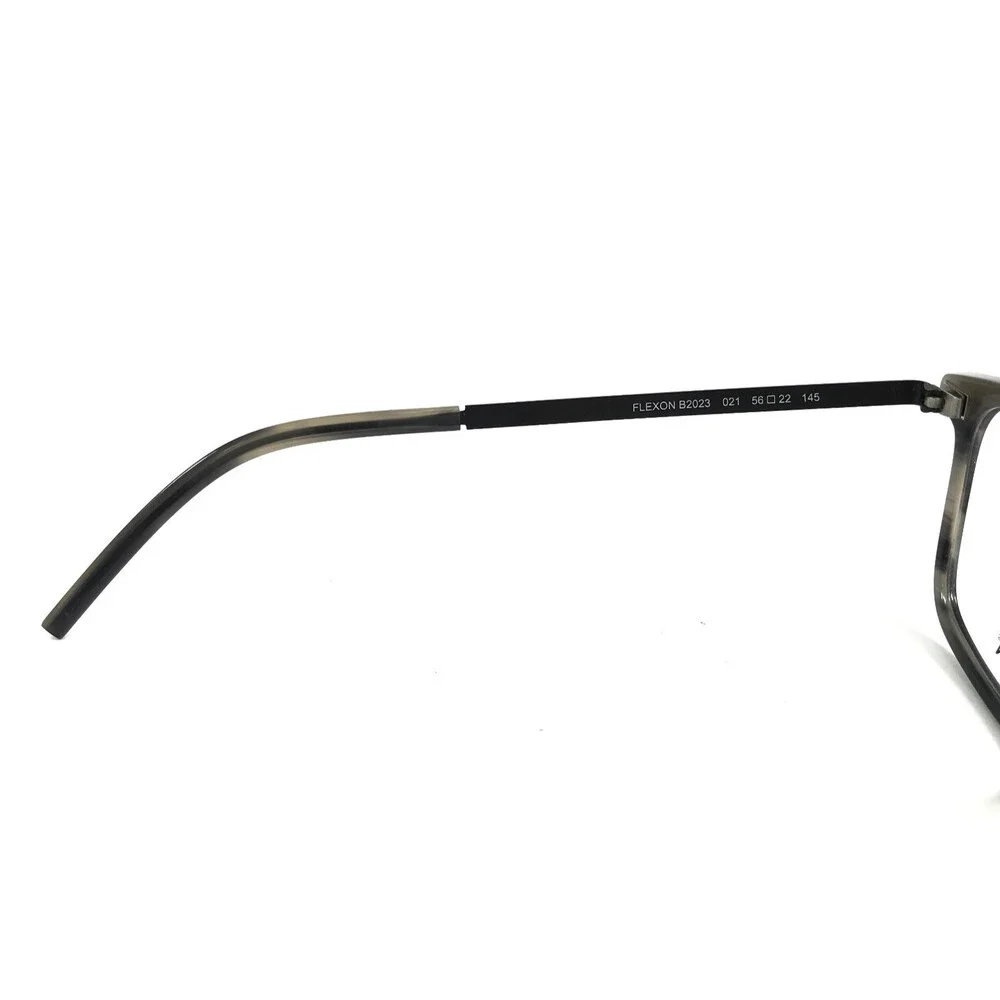 Flexon Eyeglasses Frames B2023 021 Gray Horn Square Full Rim 56-22-145